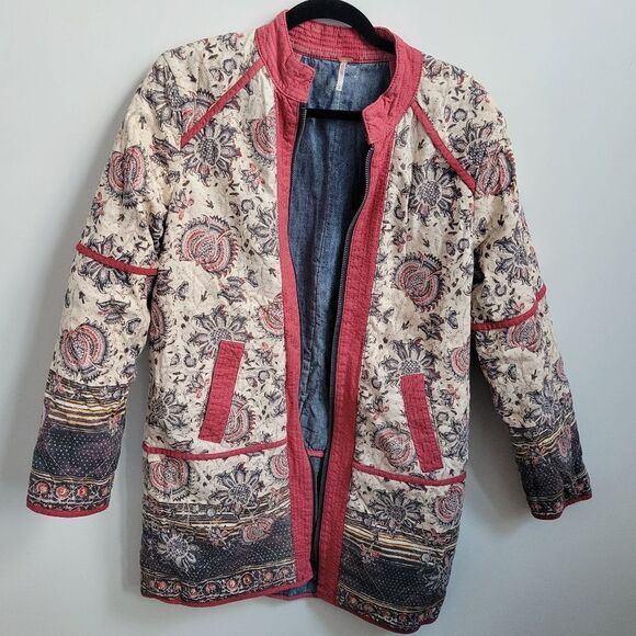 FREE PEOPLE reversible BELARIO QUILTED COTTON FALL ZIP JACKET COAT MEDIUM M L XL - Picture 6 of 14